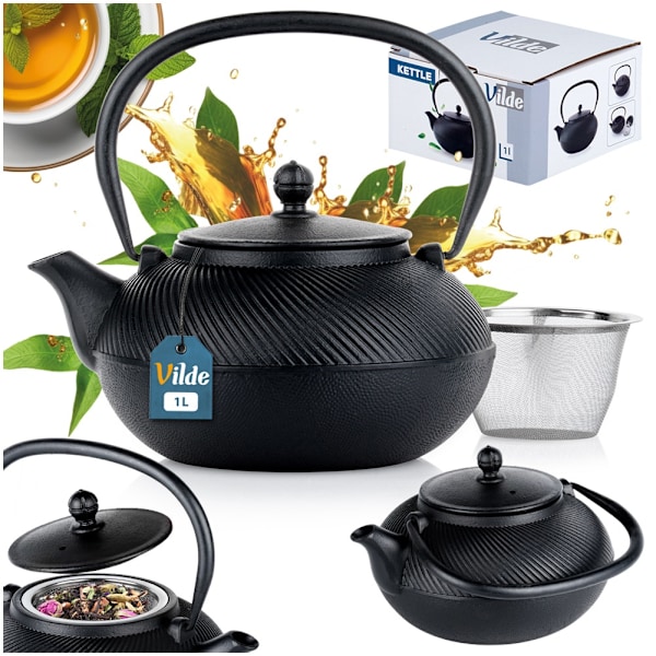 Elkedel med infuser, støbejern, emaljeret, CAST LINE, 1 l