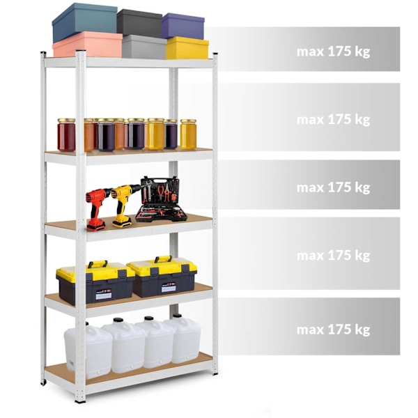 Teolliset metallihyllyt varastoon 180 x 90 x 40 cm - Humberg 4847