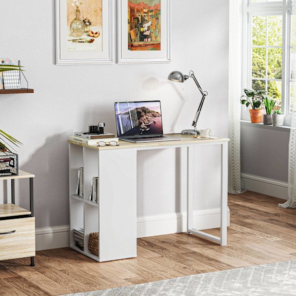 Pöytätietokonepöytä säilytyslokeroilla, moderni toimistopöytä teräsrunkoisella, PC-pöytä kotitoimistoon, työhuoneeseen, pieni huone 100 x 54 x 75 cm,