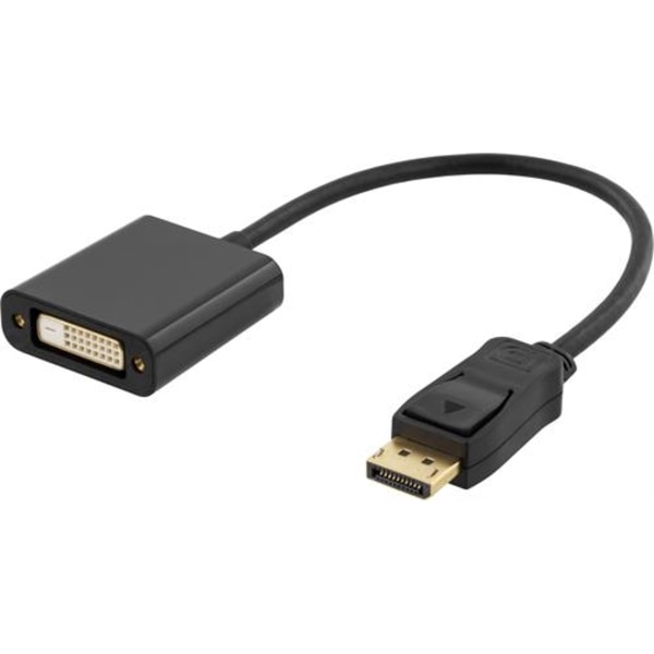 DELTACO DisplayPort - DVI-D Dual Link -sovitin, 20 pin ha - 24+1 pin ho