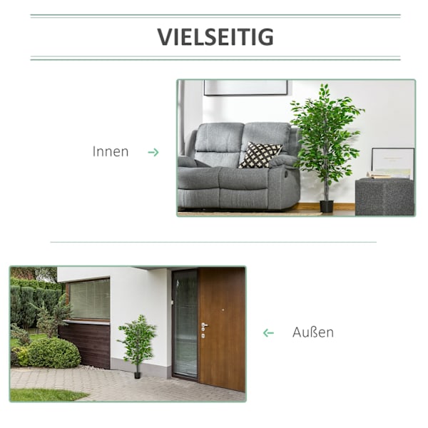 Kunstig Ficus Træ Stor 135 cm Kunstig Plante, Kunstig Plast Planter Ficus i Pot, Kunstigt Træ Som Ægte med Cement, Kunstigt Græs til Stue Soveværelse
