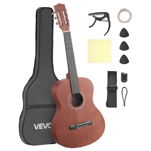 Klassisk gitarr 36 tum, nylonsträngar startpaket