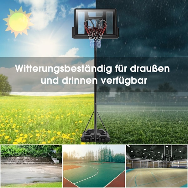 Basketstativ 180-305 cm höjdjusterbar basketkorg med stativ & 2 hjul korgsystem för barn