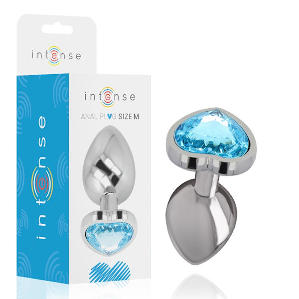 Intense - Aluminium Metal Anal Plug Blue Heart Størrelse M