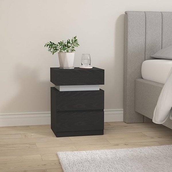 LET630T56 Sengebord med LED-belysning, Sidebord, Sengeskab, Sofabord, Justerbar