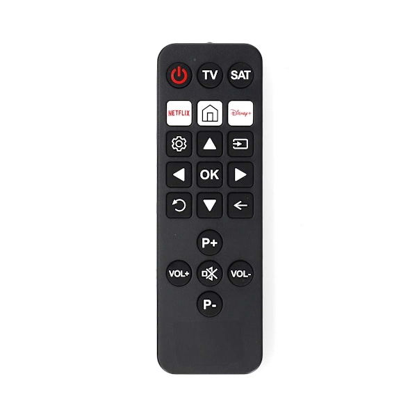 Universalfjärrkontroll | Förprogrammerad | 2 Enheter | Disney + Button / Netflix Knapp | Infraröd | Svart