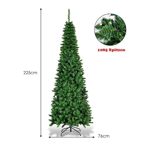 225cm joulukuusi Korkealaatuinen PVC-neulakynän muotoinen joulukuusenvihreä