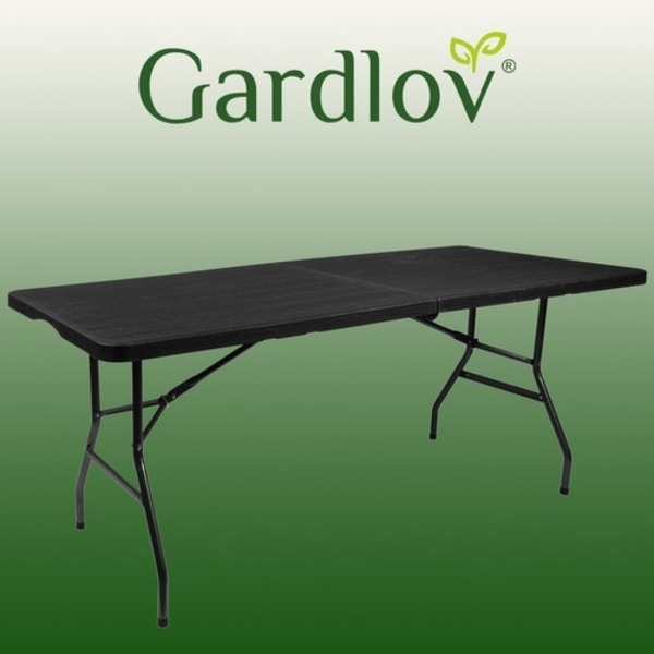 Fällbart trädgårdsbord svart 180cm
