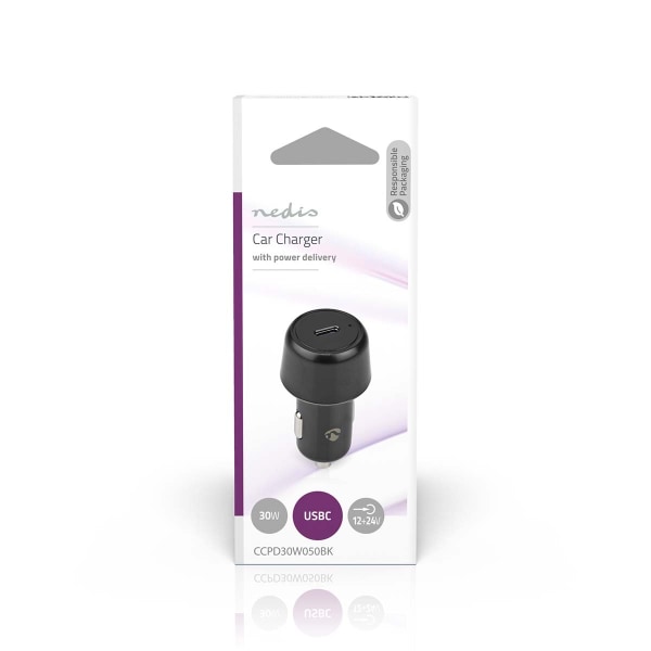Billaddare | 30 W | 2.0 / 3.0 A | Antal utgångar: 1 | Port typ: USB-C™ | Automatiskt val av Spänning