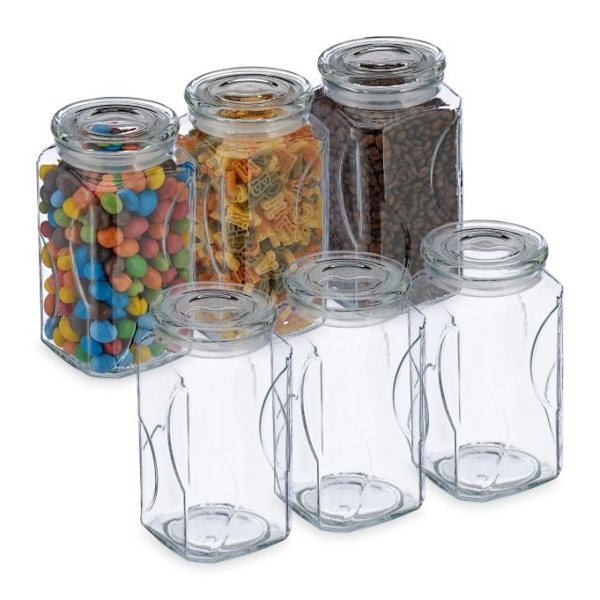 sæt med 6 opbevaringsglas med låg 1000 ml