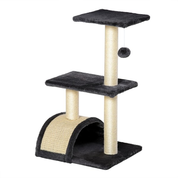 Skrapstolpe Med Skrapbräda, Mörkgrå, E1 Mdf Sisal Plysch, 40X35X72Cm