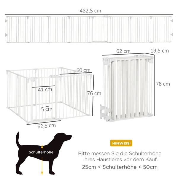 Puppy Run Udendørs Kabinet Beskyttelseslåge Med Dør, Fleksibel, Foldbar, 8 Paneler, 60X76Cm, Hvid