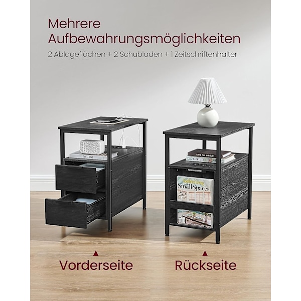 Rustikt sidebord med indbygget Power Strip og opbevaring