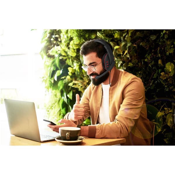 USB Gaming Headset med Fleksibel Mikrofon, Sort/Rød