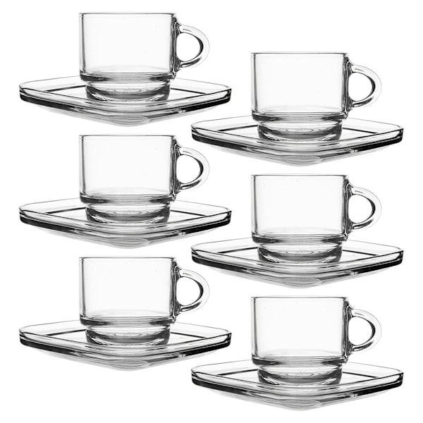 Glaskop med underkop 75 ml 6 stk.