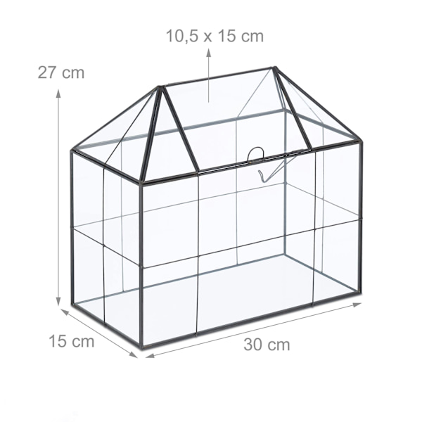 Glashusformat terrarium för krukväxter