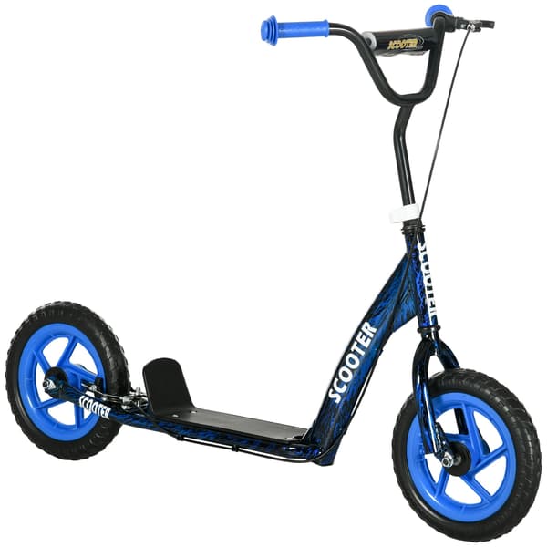 Justerbar børnescooter med bremse, stativ, stål, blå