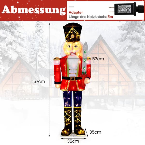 Upplyst nötknäpparfigur, 157 cm, 100 LED-lampor
