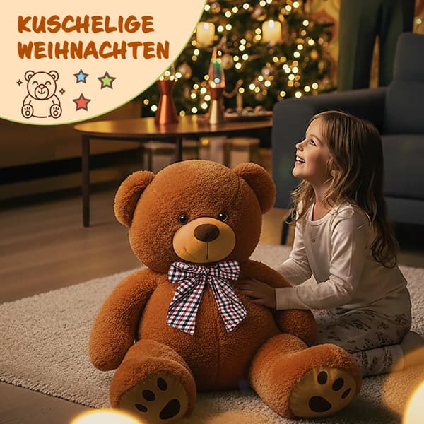 Brun kæmpe bamse, 150 cm, blød polyesterpels