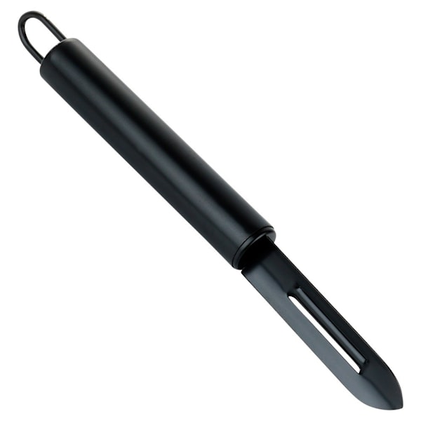 Grøntsags- og frugtskræller, stål, sort, 19,5 cm