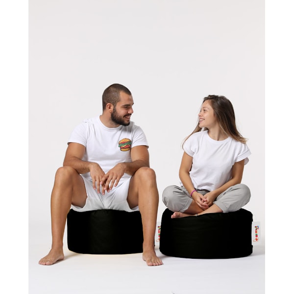 Garden Pouff Pyöreä Pouf - musta