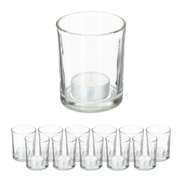Värmeljushållare transparent set om 12
