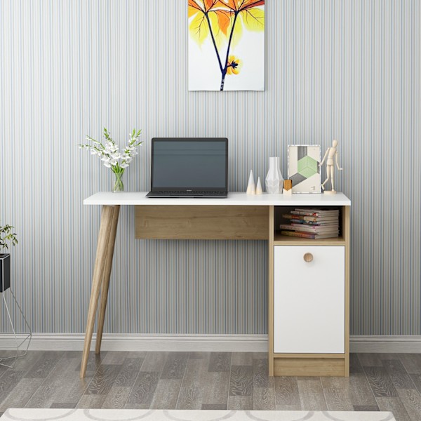 Study Desk Cannas - hvid, safir eg