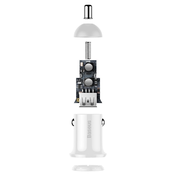 Grain Pro 2x USB 4.8A biloplader til cigarettænderudtag, hvid
