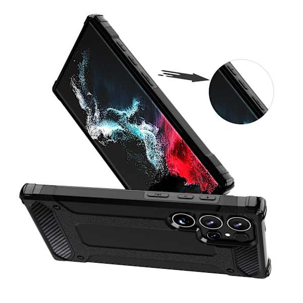 Förstärkt pansarfodral för Samsung Galaxy S24 Ultra Hybrid Armor, svart