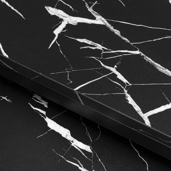 Soffbordsset – Svart marmor, metallram