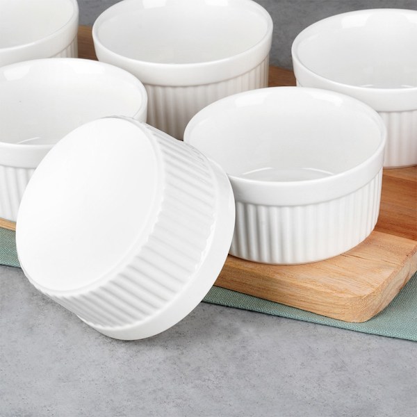 Keramiske bageskåle hvide 260 ml 6 stk.
