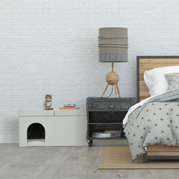 Kattskinn i beige med lock