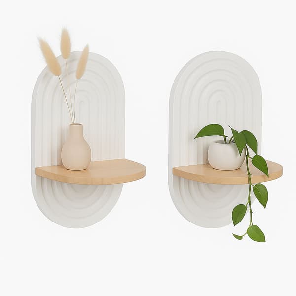 Boho væghylder, 2-pak – regnbueformet hængedesign