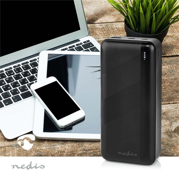 Powerbank | 32000 mAh | 2.4 / 3.0 / 3.25 A | Antal utgångar: 2 | Utgångsanslutning: 1x USB-A / 1x USB-C™ | Ingångsanslutning: 1x Micro USB / 1x USB-C™