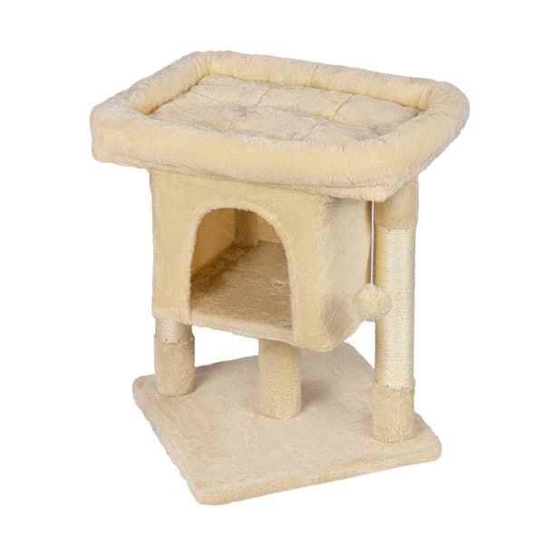 Kradsetræ med hule og platform, beige, 60 cm