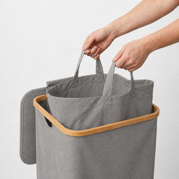 Flaskplåt, 100L – Grå, Bambu och Polyester