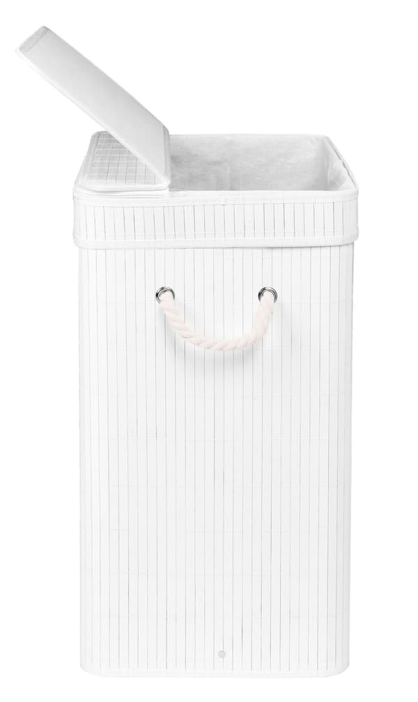 Bambu tvättkorg med lock, 80L, vit