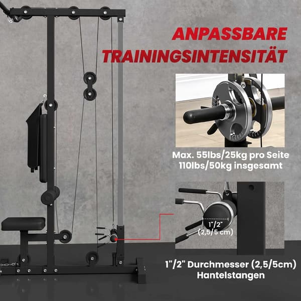Hemmagym Lat Pulldown & Roddmaskin, Stål & Konstläder