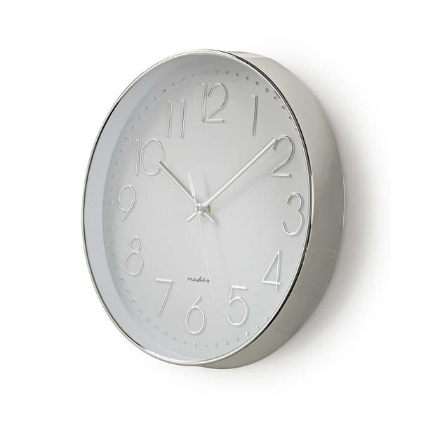 Väggklocka | Diameter: 300 mm | Plast | Silver / Vit