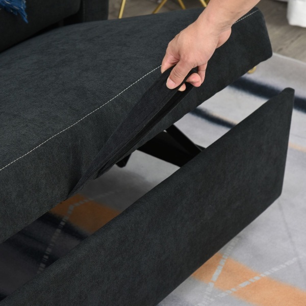 Sovesofa, Klapsofa, 2-Personers Stofsofa, Sovesofa, Sofa Med Sovefunktion, Sofasæt, Justerbar Vinkel, Sort, 148 X 82 X 89 Cm
