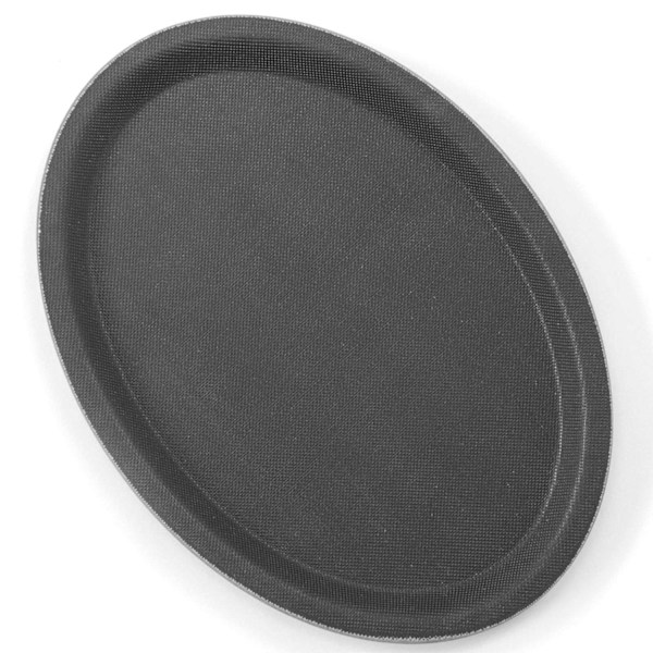 Anti-skrid oval tjenerbakke 16x23cm - sort