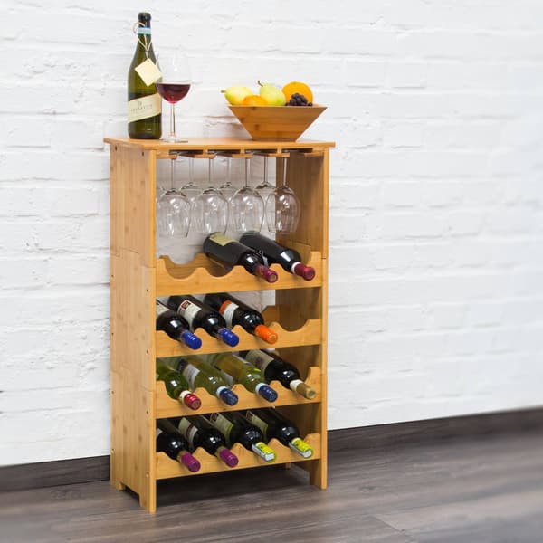 Bambu vinställ 16 flaskor + 12 glas