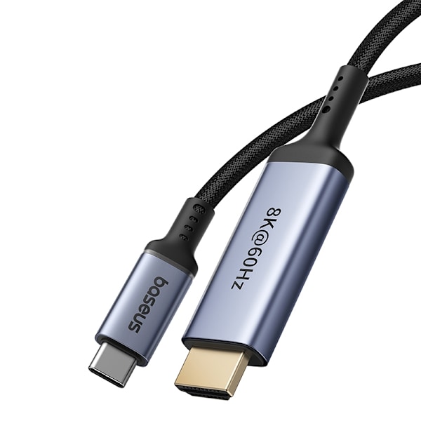 USB-C - HDMI kabel 8K 60Hz fleksibelt holdbart 1,5m sort