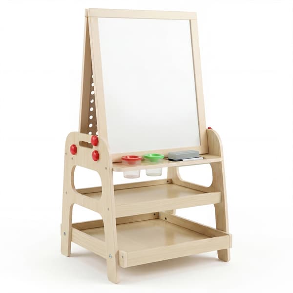 Børnekunststaffeli med magnetisk whiteboard og kuglebane