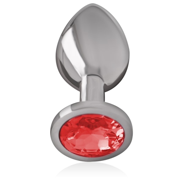 Intense - Aluminium metal analprop med rød krystal størrelse S