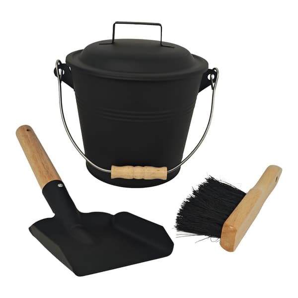 Askhink med borste och spade, svart järn
