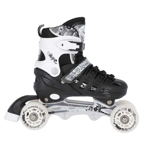 Inline- og skøjter, 4-i-1, sort, størrelse L (39-42)