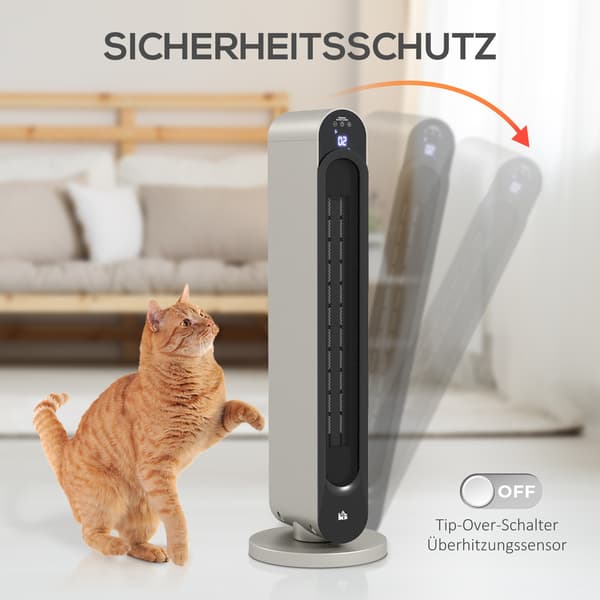 Keramisk rumvarmer, oscillerende, 3 tilstande, timer