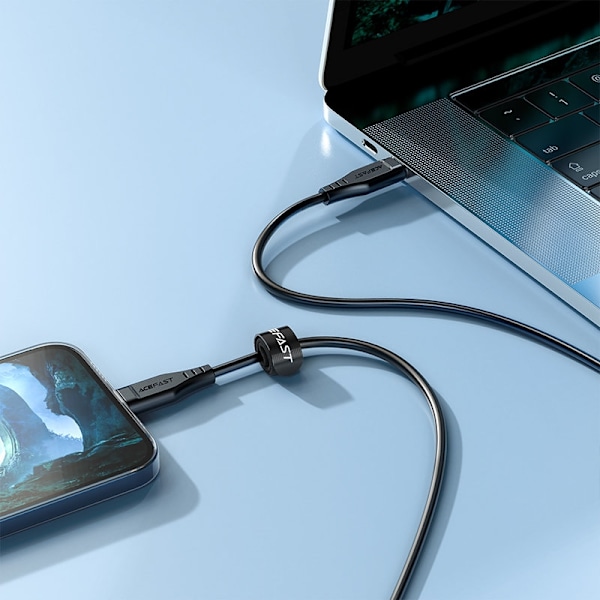 Kaapelikaapeli iPhone MFI USB-C:lle - Lightning 30W 3A 1,2m valkoinen