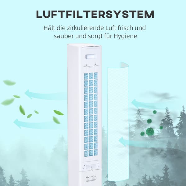 Tårnventilator med luftfugter og fjernbetjening, 3 tilstande, timer